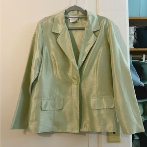 Vintage Pale Pastel Green Satin Effect Blazer US10
